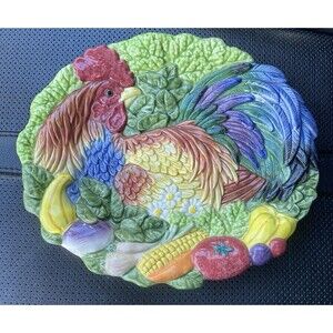 Fitz & Floyd Coq Du Village Dimensional Rooster Platter Large Vintage 1996